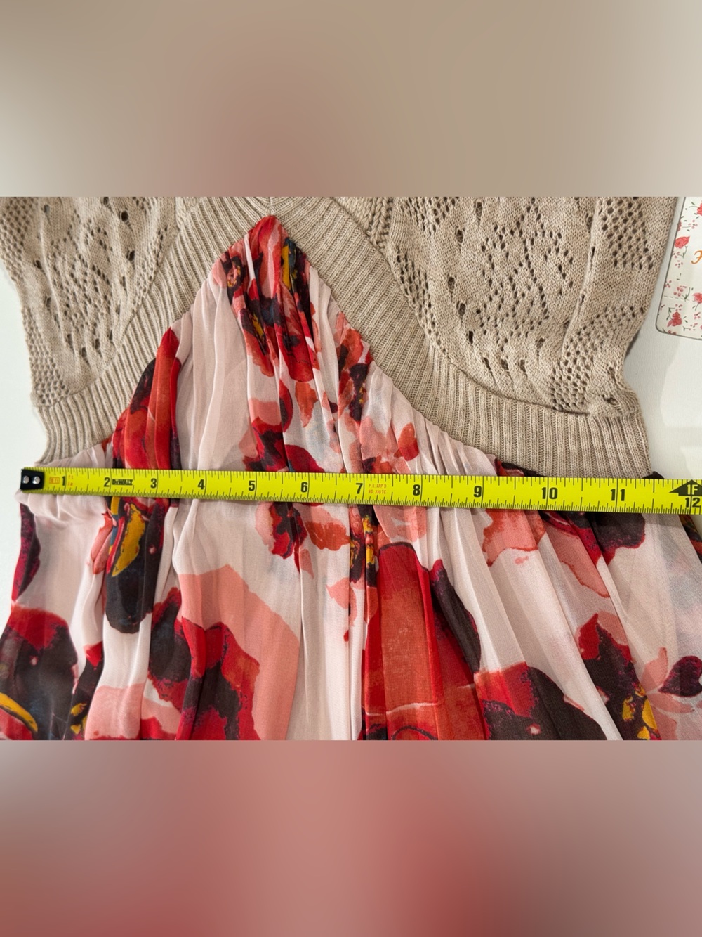 Free People Red Etnic Rose Sweater - Picture 4 of 10